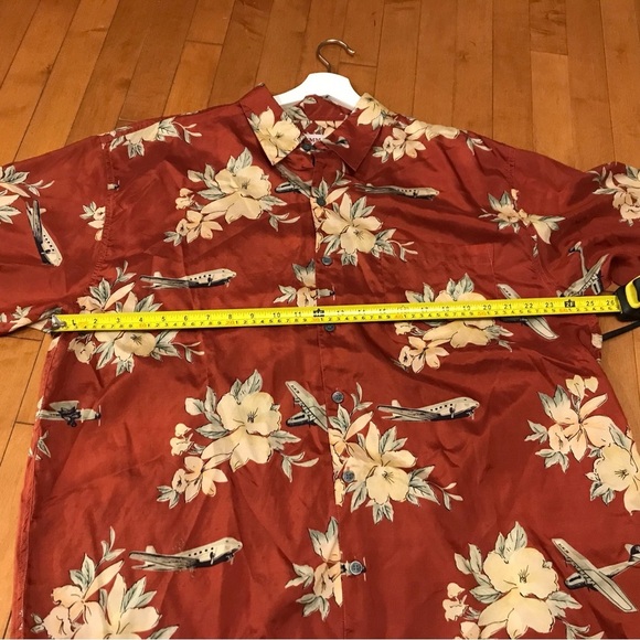 Men’s Summa Hawaiian XL Button Down Shirt Rust Colour Silk and Nylon. Vacation - Picture 8 of 9